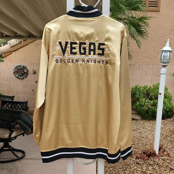 Gold NHL Vegas Golden Knights Bomber Jacket with Satin Finish Mens XL - Picture 4 of 6